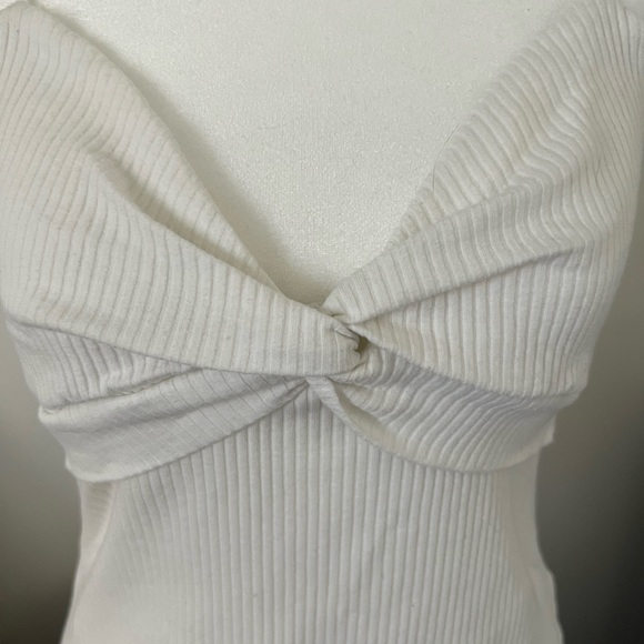 SHEIN | White Ribbed Twist Front Bodysuit Tank Top - Picture 3 of 14